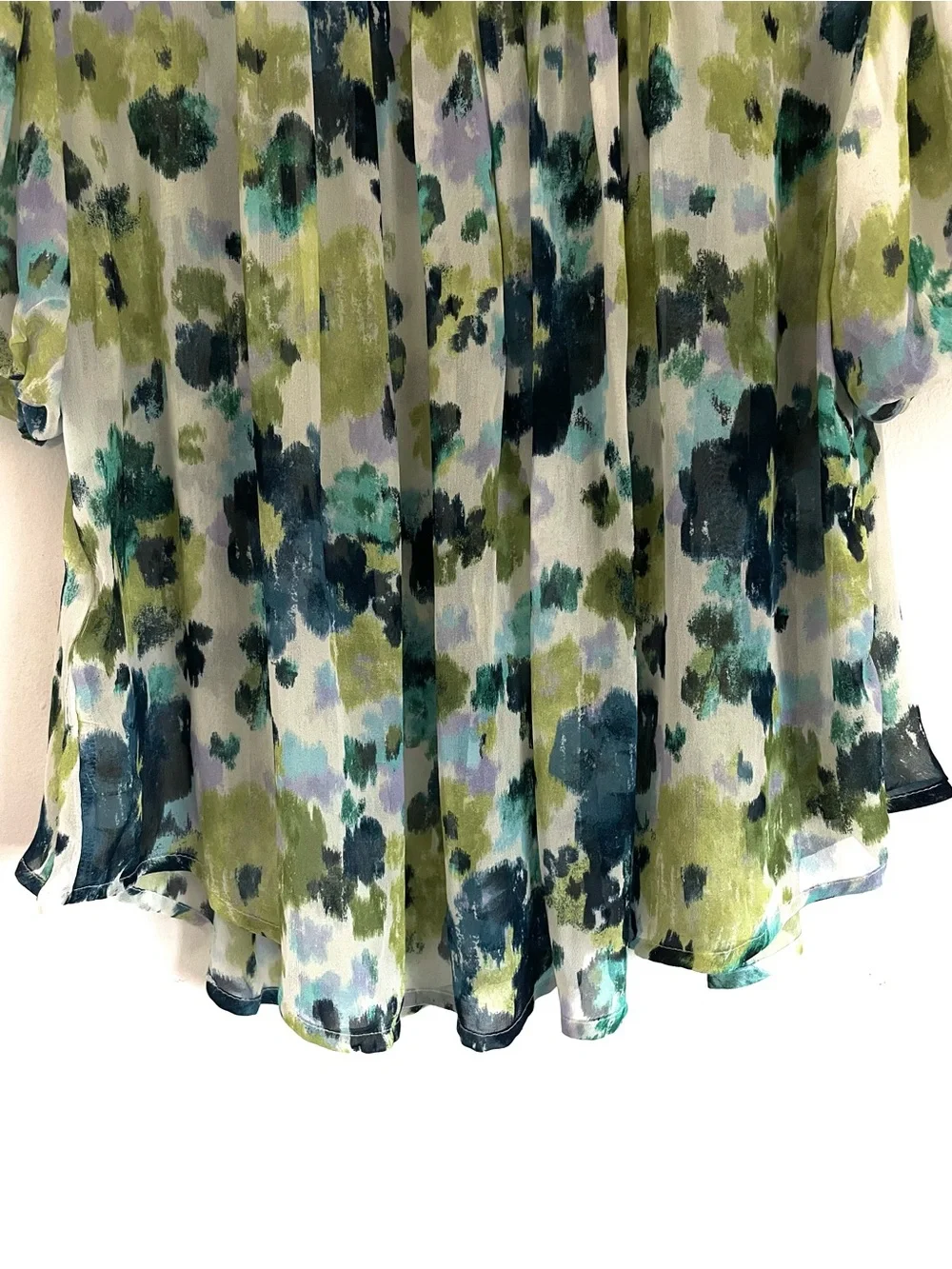NWT The Estela Sheer Printed Blouse: Short Sleeve Edition Blue Floral SP Boho